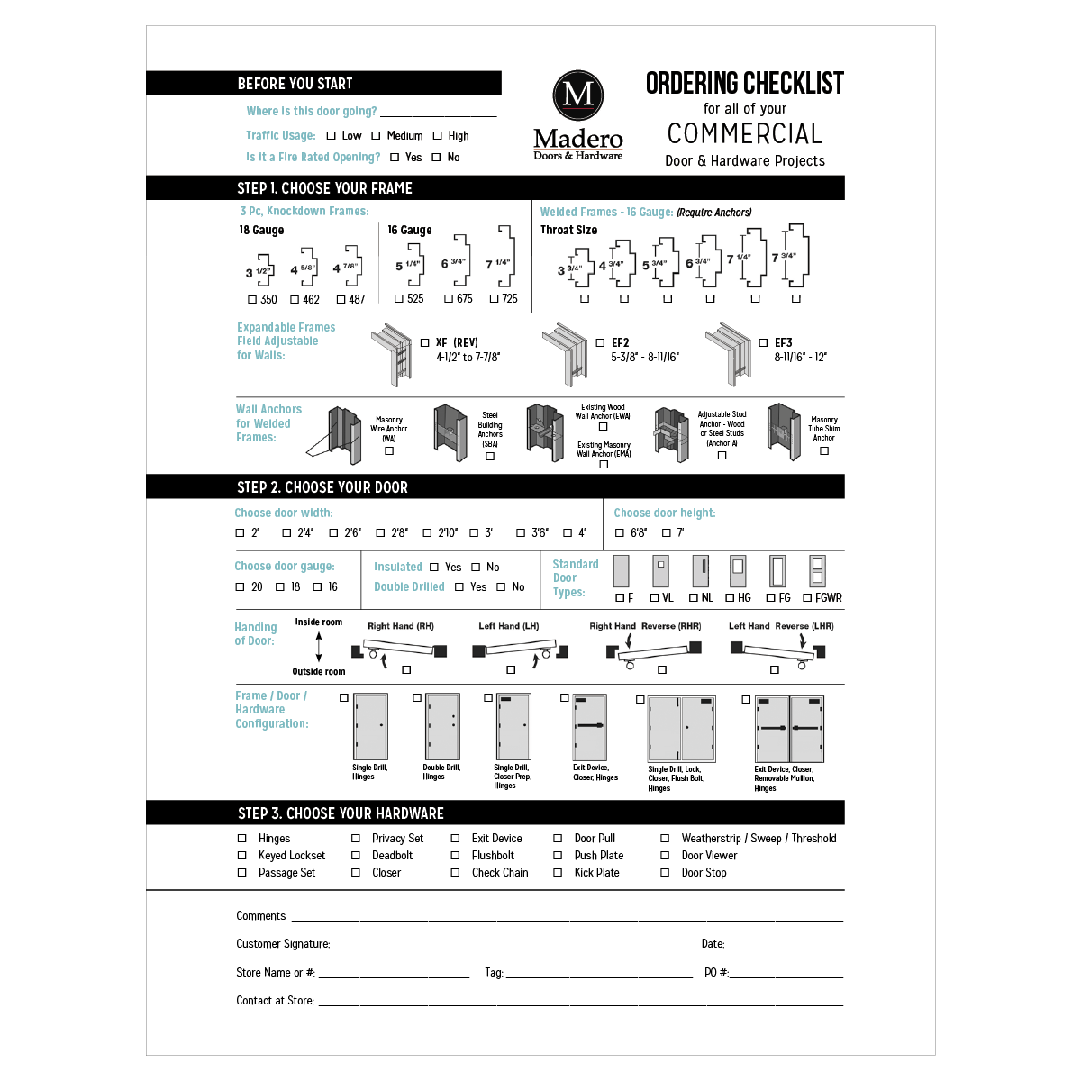 COMM RET ORDER FORM