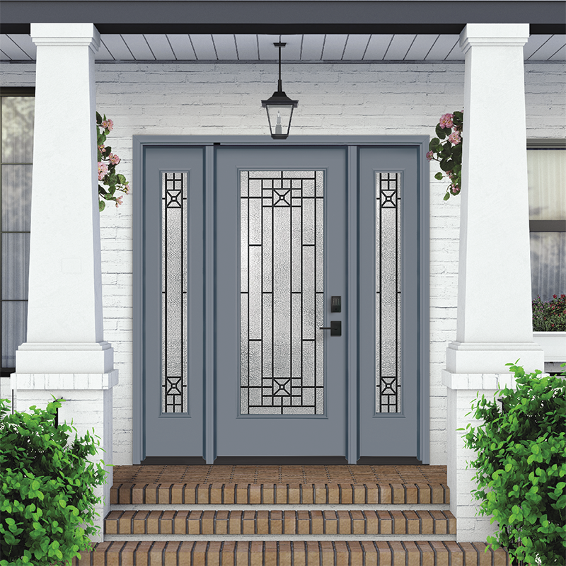 1 Lite Smooth White Fiberglass Slab with Composite Frame, Courtyard